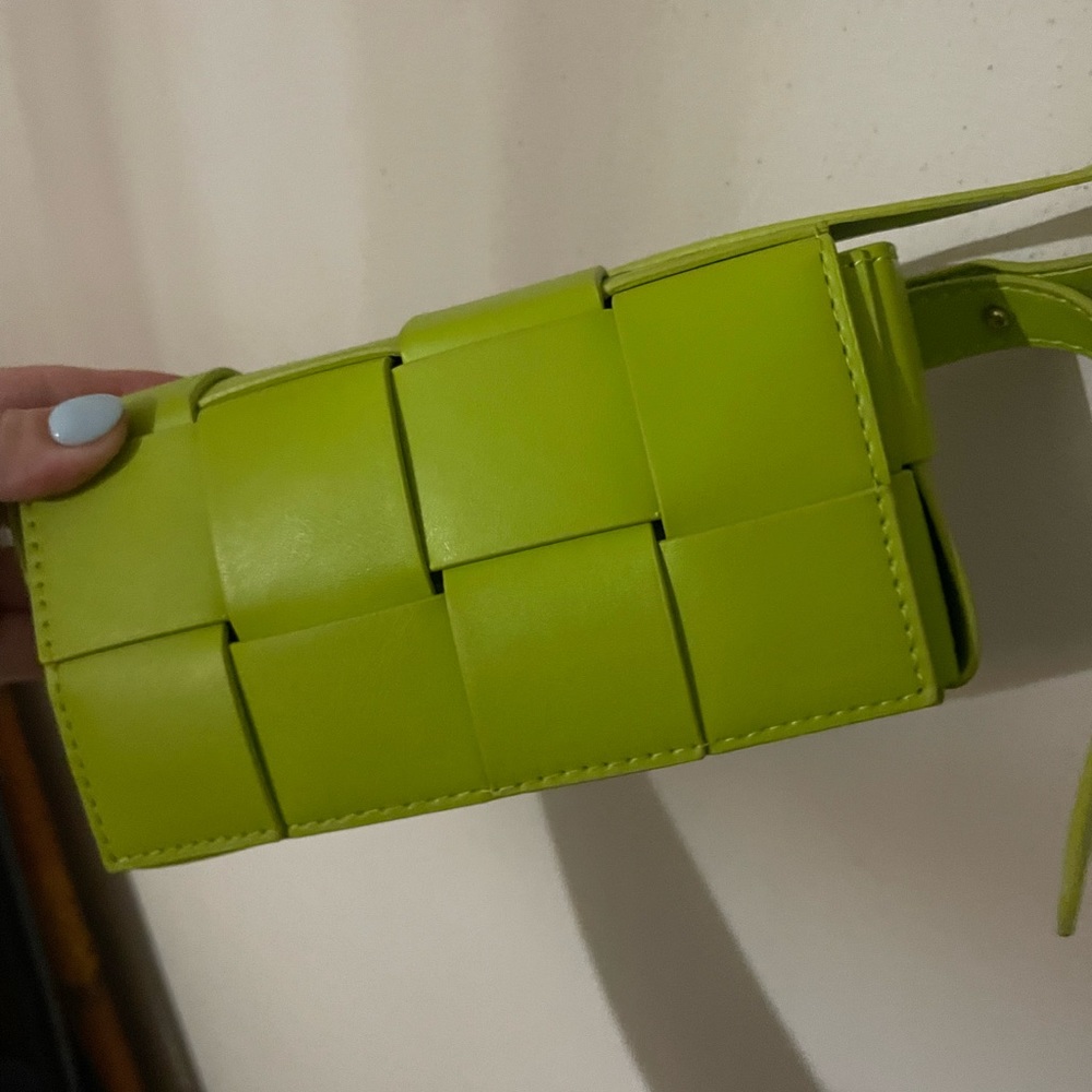 Woven leather crossbody purse